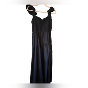 Abercrombie Black Ruffle Strap Maxi Dress XL